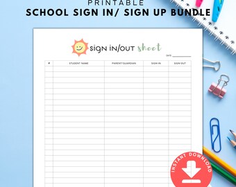 School Sign In/Out Sheet Bundle: Volunteer & Snack Sign-Up (PDF)