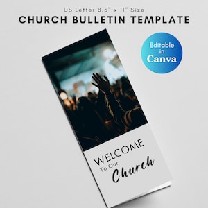 Church Trifold Bulletin Template: Modern Order of Service (Canva Editable, Digital Download)