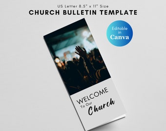 Church Trifold Bulletin Template: Modern Order of Service (Canva Editable, Digital Download)