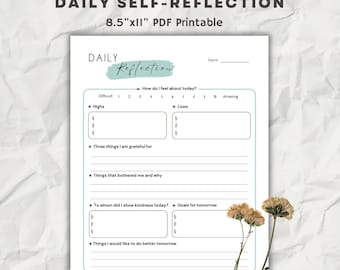 Daily Self-Reflection Worksheet: Printable Journal Questions (PDF)