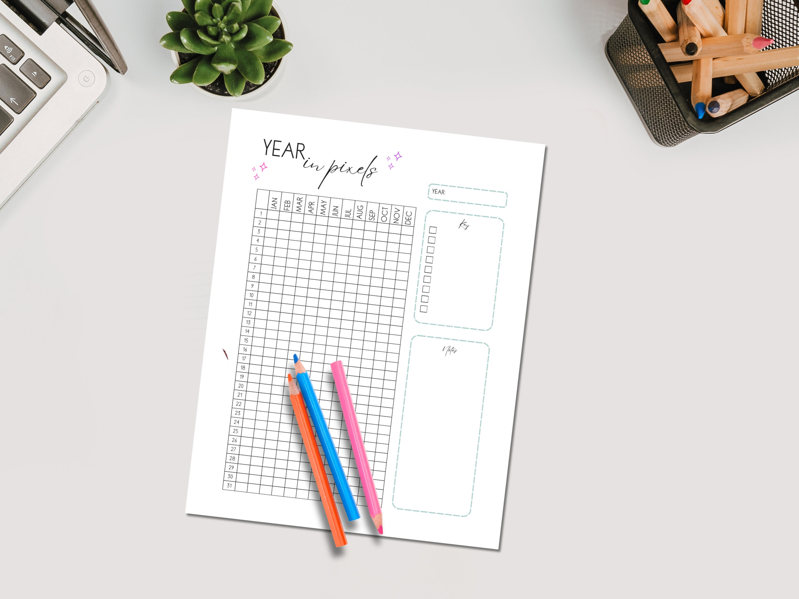 Year in Pixels Worksheet Printable Color Your Year Worksheet Fun ...