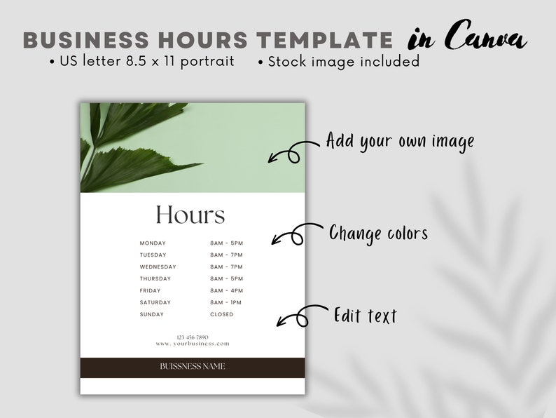 Program Hours Design Modern Business Hours Template: Editable Salon Spa Flyer (canva, 8.5x11 ...