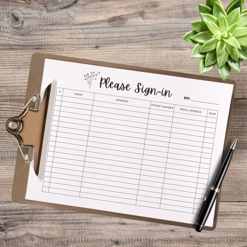 Editable Guest Sign-in Sheet Template: Canva Visitor Sign-in (digital ...