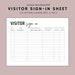 Visitor Sign in Sheet Printable Guest Check in Sheet for - Etsy
