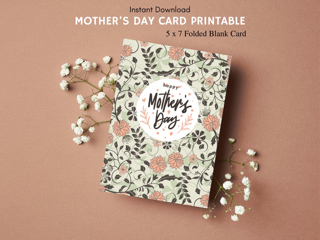 Mother's Day Card Printable DIY Mothers Day Card Boho Floral Design 5x7 ...