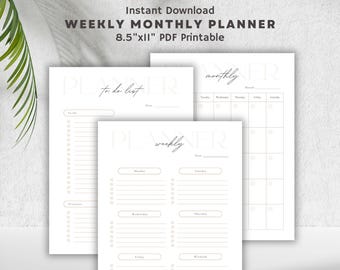 Printable Planner Bundle: To-Do List, Weekly & Monthly Organizer (PDF Download)