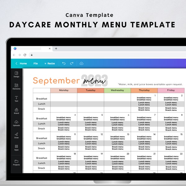 Meal Calendar Template - Etsy