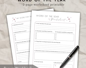 Word of The Year Worksheet Printable: Reflection & Resolution (PDF)