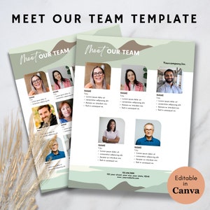 Maak kennis met ons team Flyer-sjabloon Canva Modern team Introductie Bewerkbare sjabloon Maak kennis met het team-sjabloon Direct downloaden