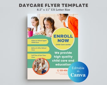 Daycare Marketing Flyer Template: Editable Child Care Design (Canva, 8.5"x11")