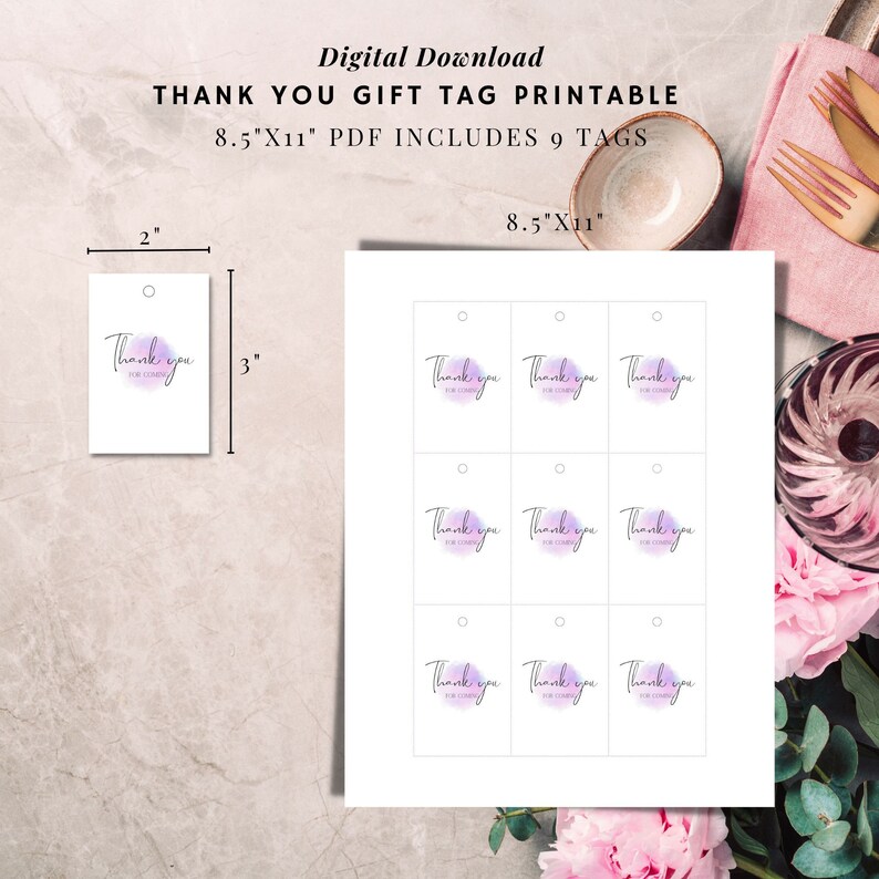 Thank You Gift Tag Printable DIY Gift Tag for Party Favor - Etsy