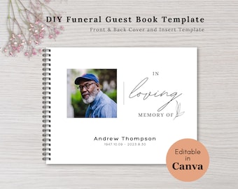 DIY Funeral Guest Book Template: Canva Sign In (8.5" x 11" Landscape) (Digital Download)