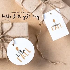 Hello Fall Gift Tag Printable Bundle, Leaf Theme (Digital Download)