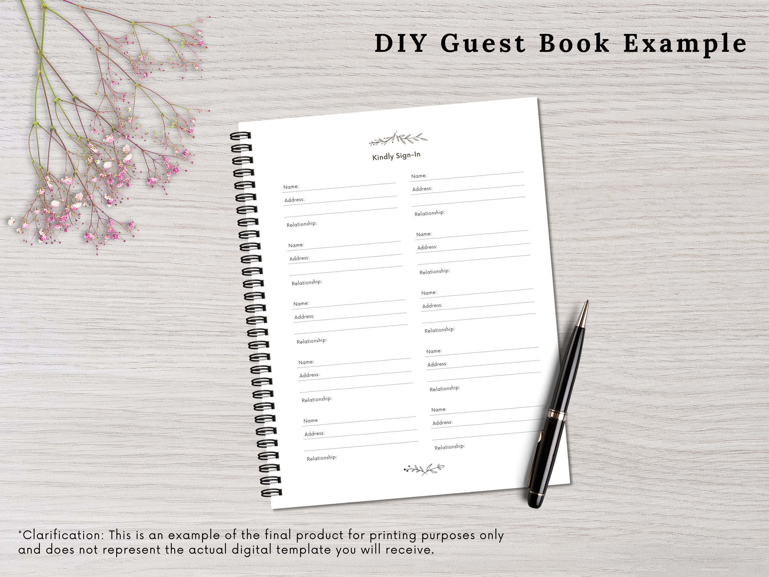 Funeral Guest Book Template DIY Funeral Sign in Book Editable Canva