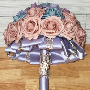 Artificial Real Touch Rose Bouquet -Eurydice's Passion- Dusty Rose variety