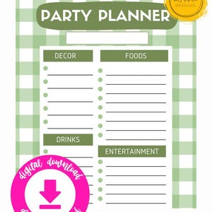 Party Planning Printable l Birthday & Event Planning Organizer l Planner Worksheet