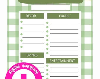Hoja de trabajo imprimible para la planificación de fiestas l Organizador de planificación de cumpleaños y eventos l Planificador
