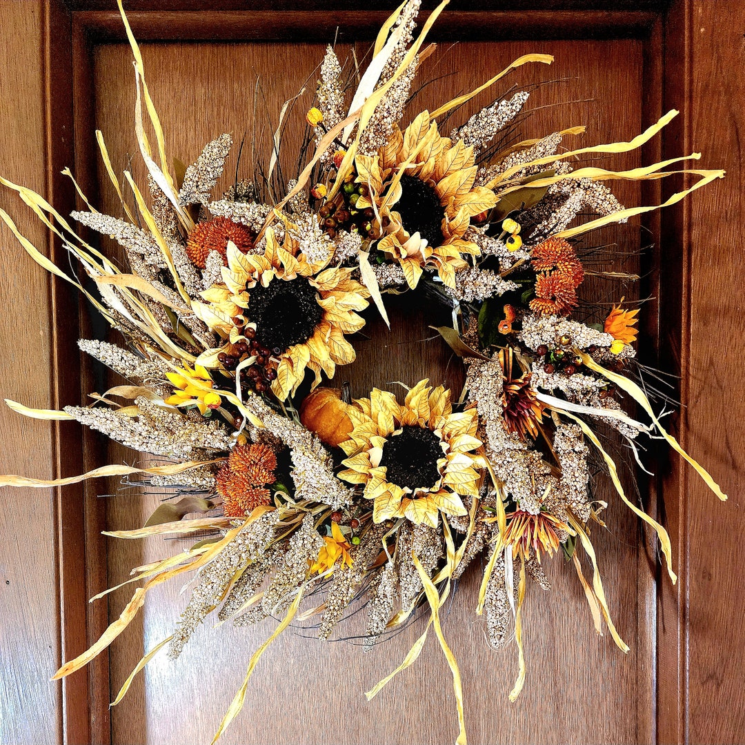 Rustic Sunflower Fall Wreath: Farmhouse Door or Wall Decor - Etsy