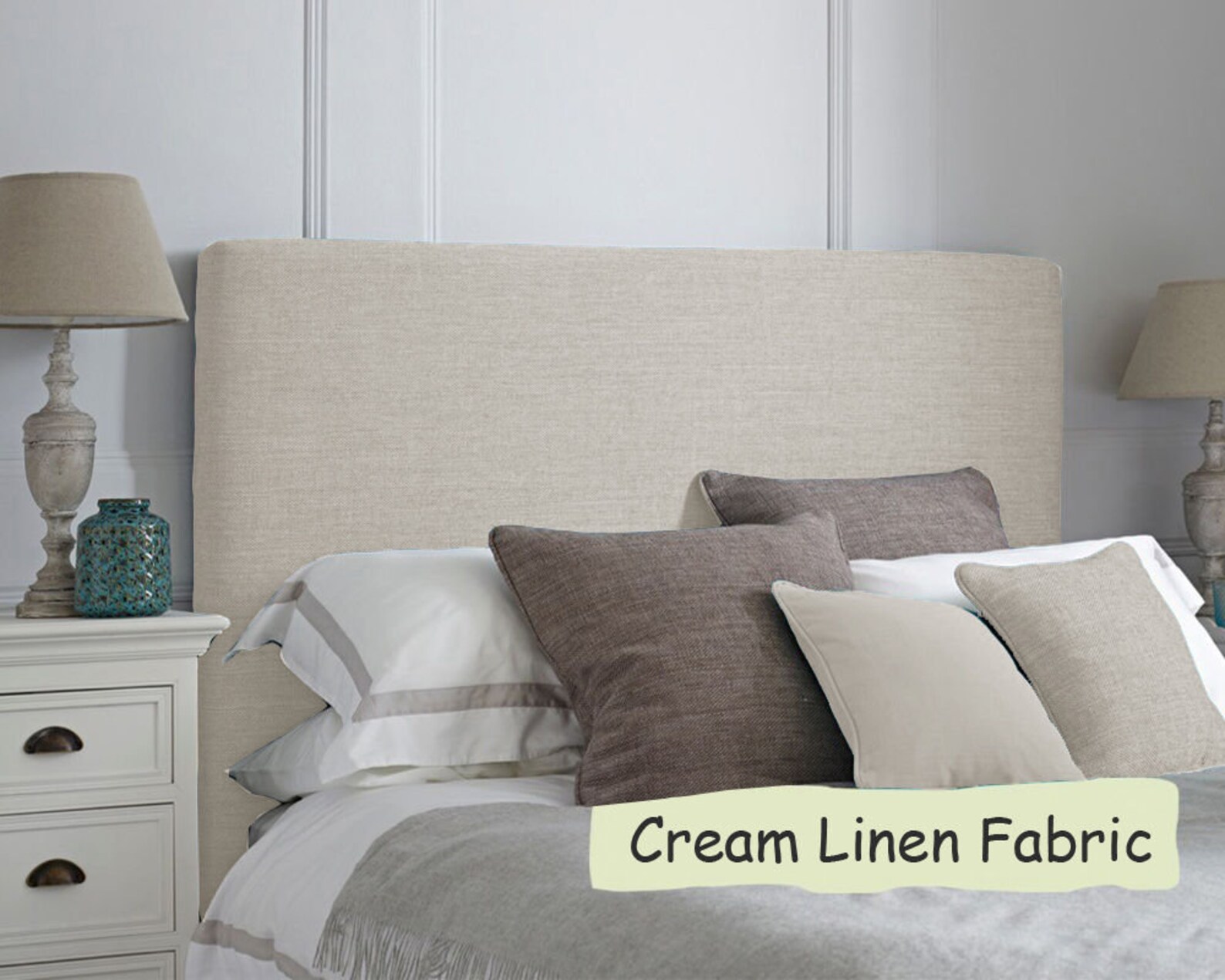 TrendMakers Modern Linen Fabric Headboards Plain Flat Thick Etsy