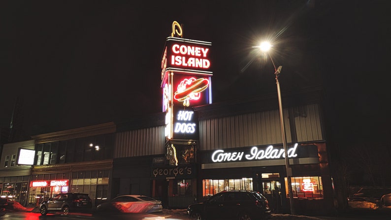 Coney Island Hot Dogs at Night image 1