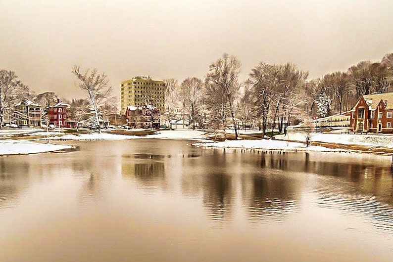 Elm Park Worcester MA Winter Scene Etsy