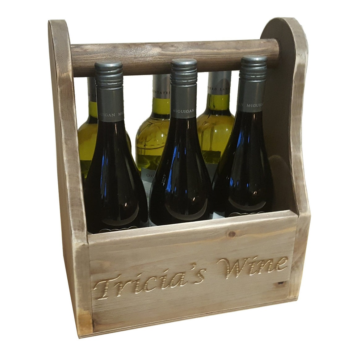 Wooden Rustic Wine Caddy 285x200x340 Six bottle wine holder Etsy