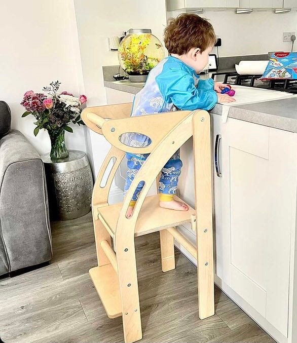 Foldable Kitchen Helper Wooden Learning Tower Adjustable Etsy UK