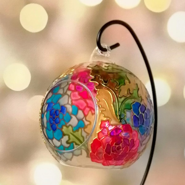 Personalized Flower Candle Holder: Hand-Painted Glass Home Decor