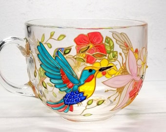Hummingbird Mug handmade Personalized Hummingbird Gifts for Women, Bird Coffee Mug, Anniversary Gifts for wife, Christmas Gifts for her
