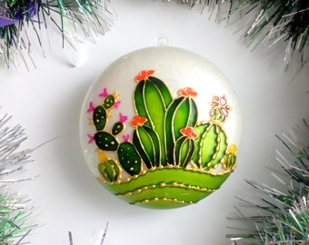 Cactus Christmas ornament handmade Hand painted Christmas gift for succulent lover Christmas decor
