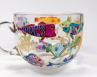 Fish coffee mug handmade Personalized big mug for Dad Fishing gifts for Men Birthday Gifts for Boyfriend Gift for fisherman Husband Gift