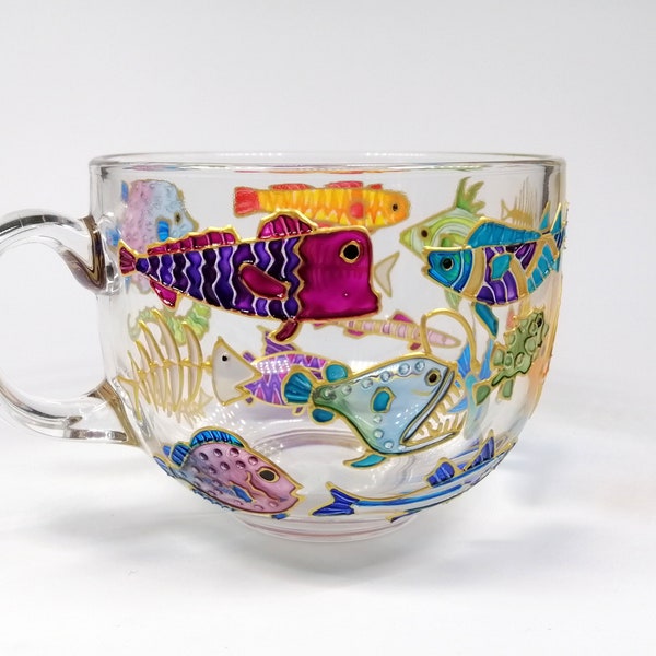 Fish coffee mug handmade Personalized big mug for Dad Fishing gifts for Men Birthday Gifts for Boyfriend Gift for fisherman Husband Gift