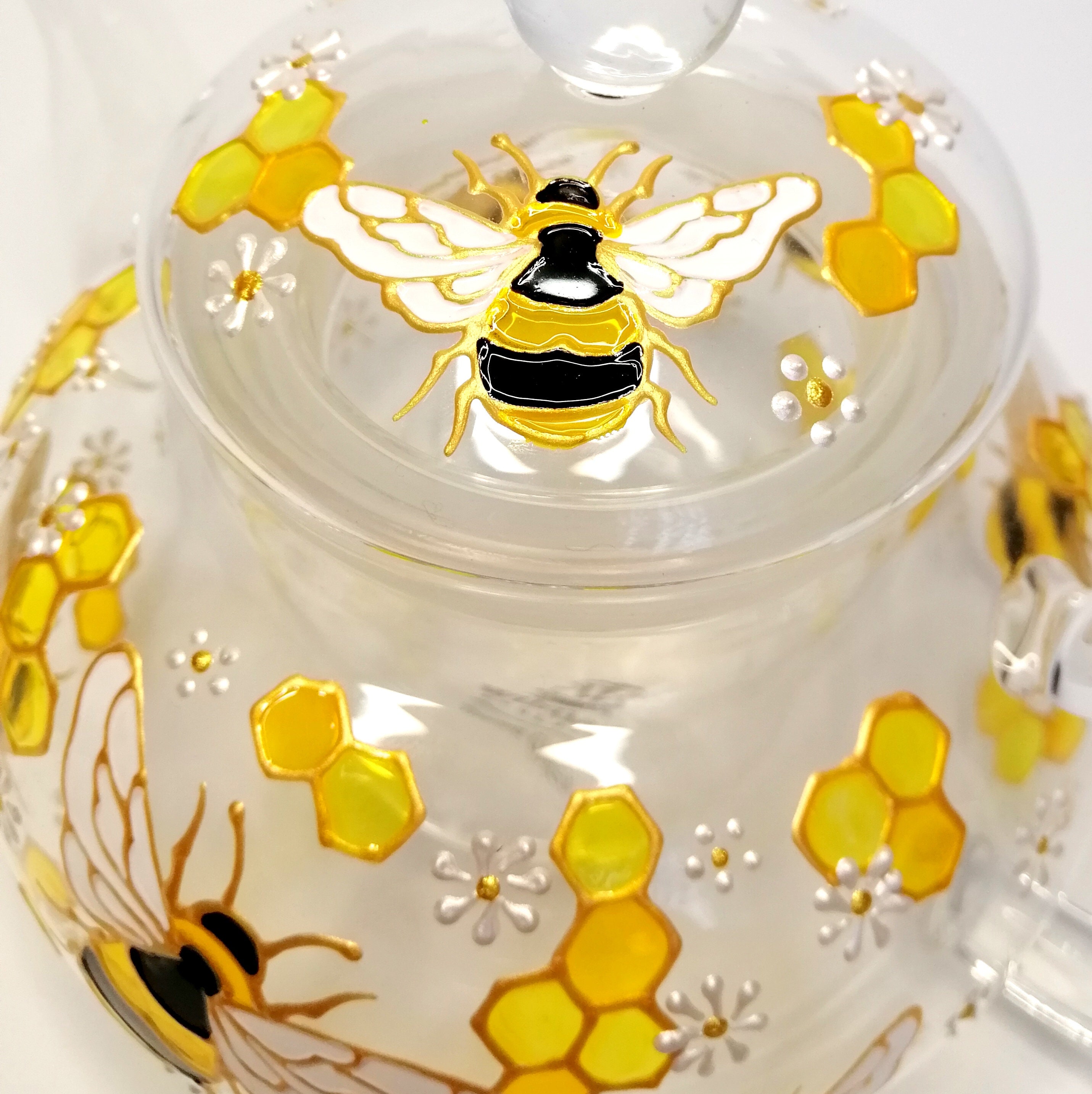 Bee Glass Teapot Personalised Tea Pot With Wedding Etsy
