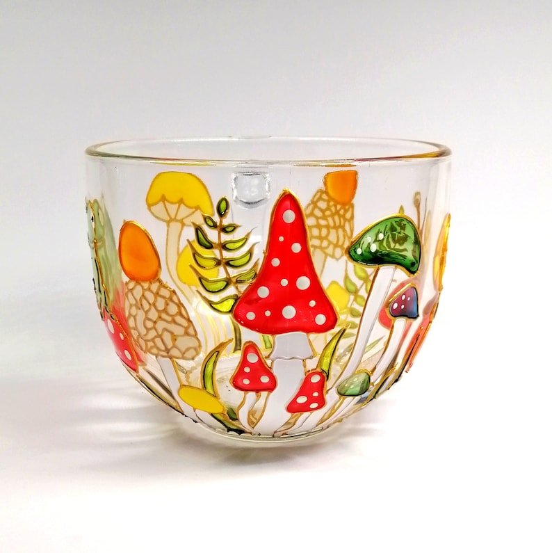 Frog coffee mug Mushroom coffee mug hand painted Personalised toadstool tea cup Coffee lover gift for woman, wife, Birthday gift for her