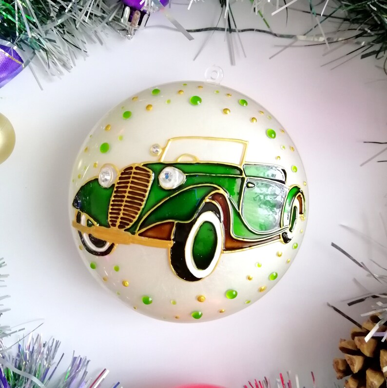 Retro car Christmas ornament hand painted Personalised gift Etsy