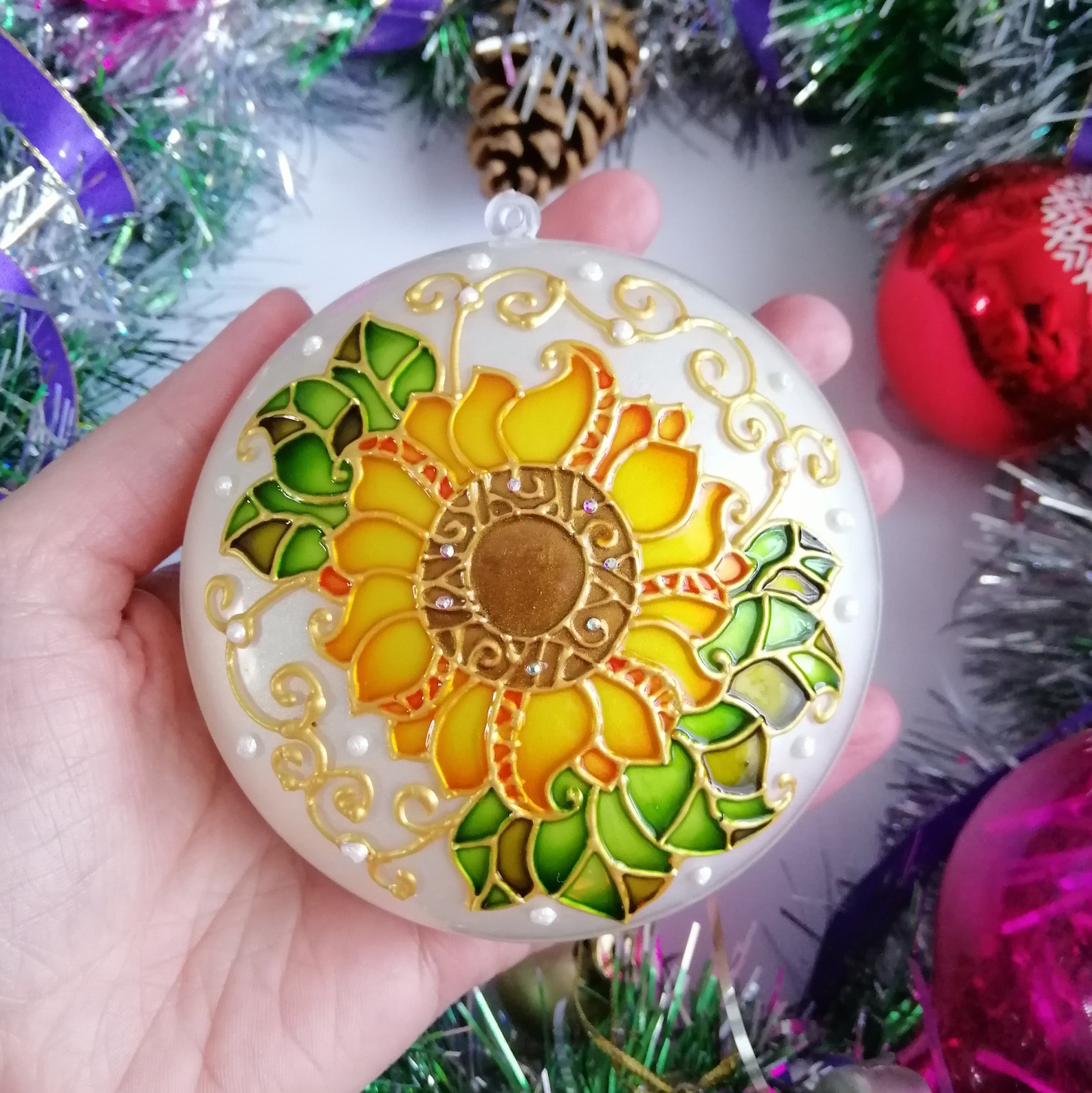Sunflower Christmas Ornament Handmade Rustic Christmas Etsy