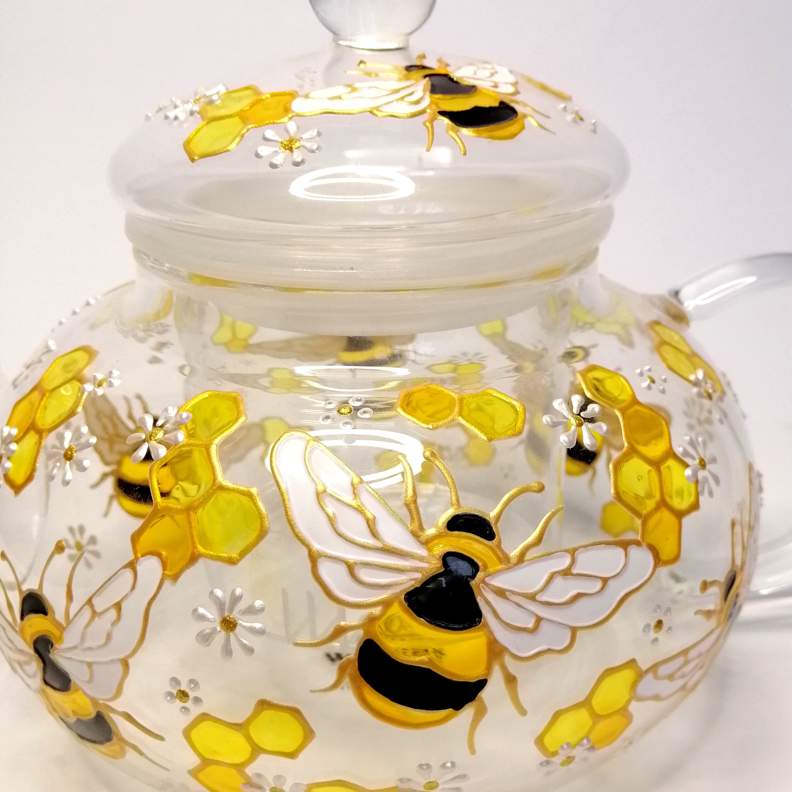 Bee Glass Teapot Personalised Tea Pot With Wedding Etsy