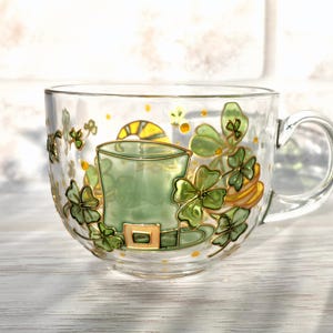 Personalized Irish Shamrock Mug, Lucky four Leaf Clover Mug, St. Patricks Day Initial Mug, St. Paddys Day Gift, Lucky Day Gift for him