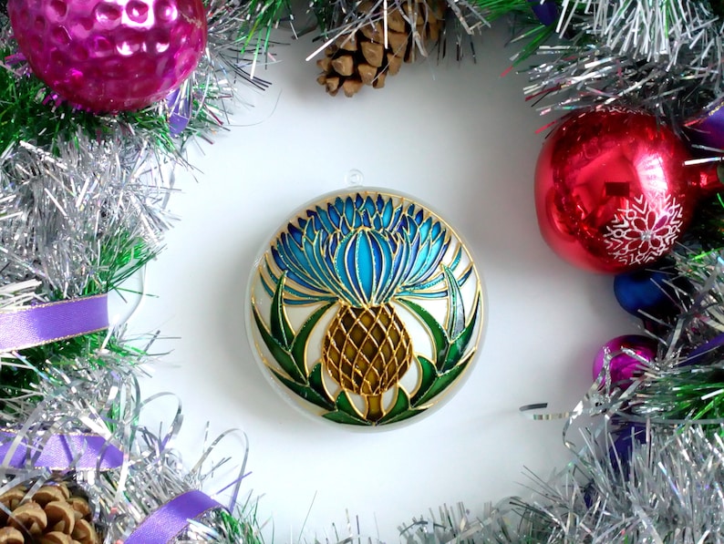 Scottish thistle Christmas ornament handmde Hand painted Etsy