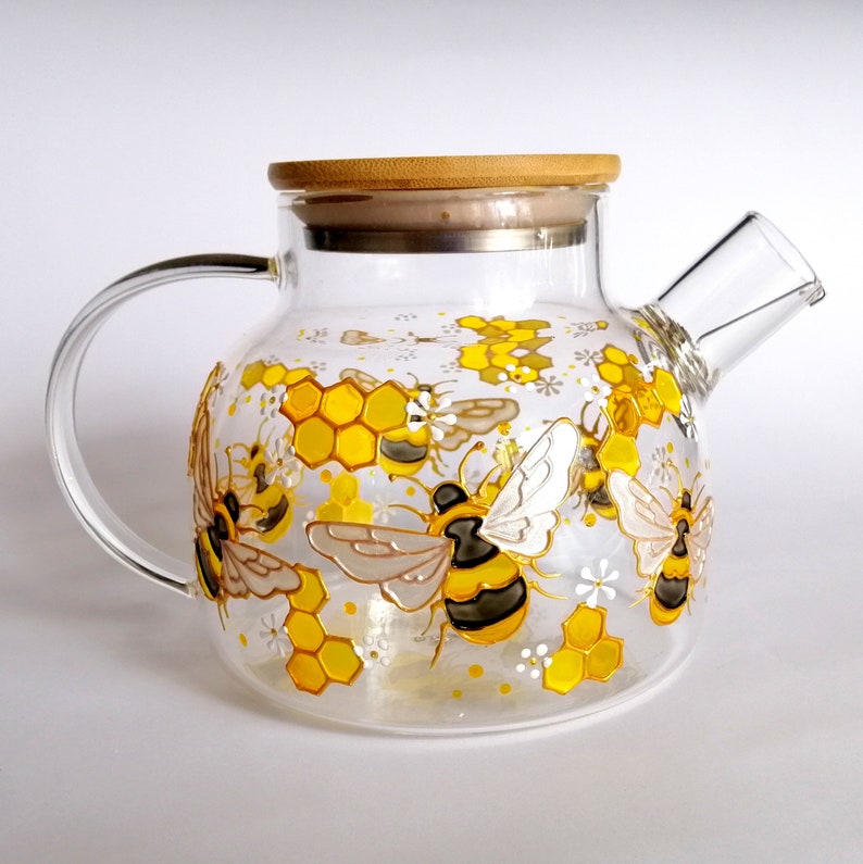 Bee Glass Teapot Personalised Tea Pot With Wedding Etsy