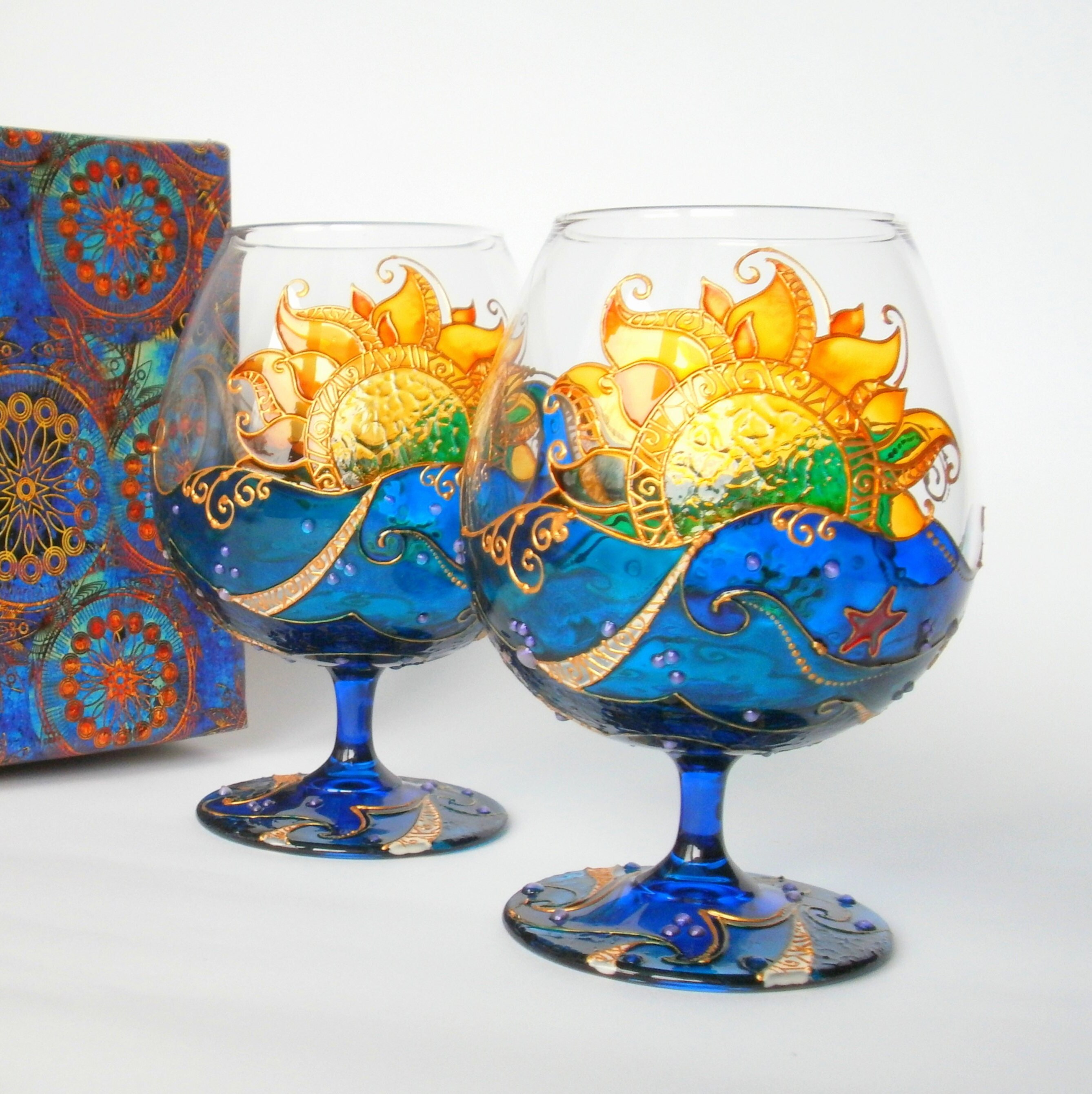 Navy Blue Wine Glasses Etsy