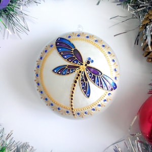 Dragonfly Christmas ornament handmade Personalised Xmas ornament hand painted Tree decoration Memorial gift