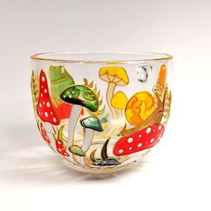 Frog coffee mug Mushroom coffee mug hand painted Personalised toadstool tea cup Coffee lover gift for woman, wife, Birthday gift for her