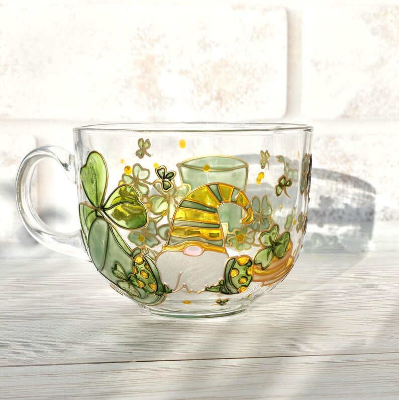 Personalized Irish Shamrock Mug, Lucky four Leaf Clover Mug, St. Patricks Day Initial Mug, St. Paddys Day Gift, Lucky Day Gift for him