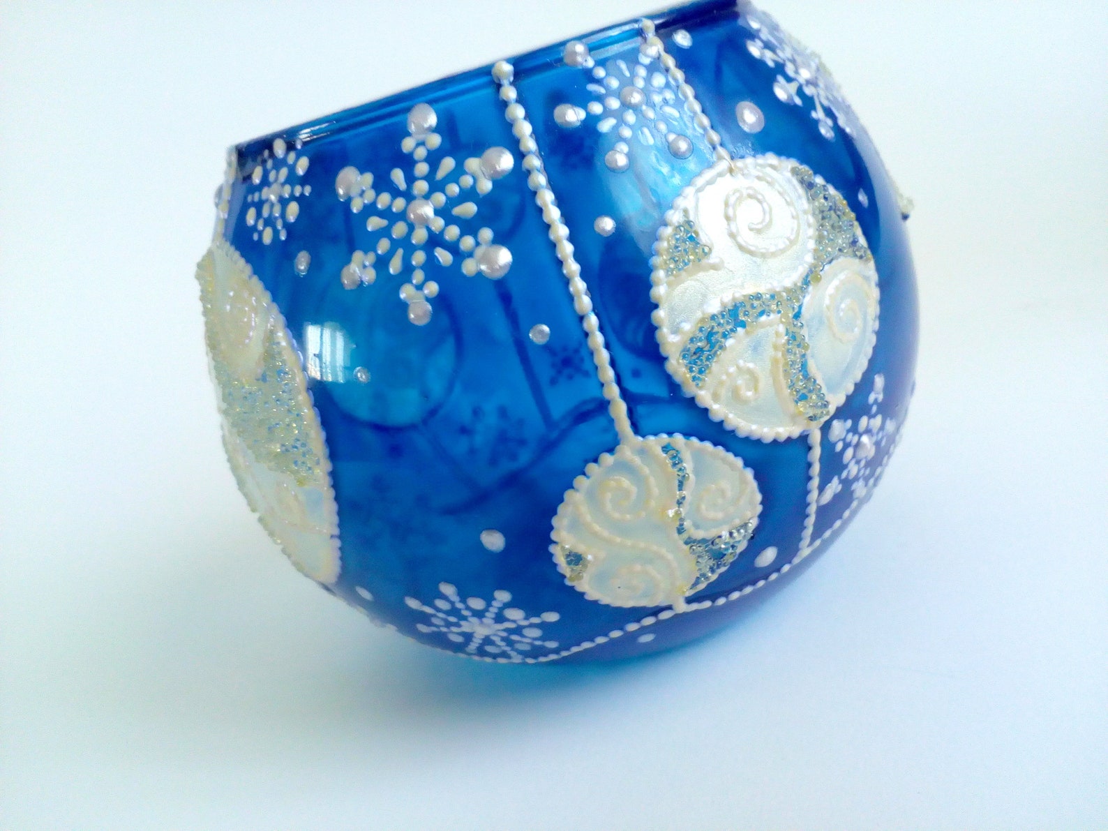 Christmas candle holder Glass candle holder Hand painted Etsy