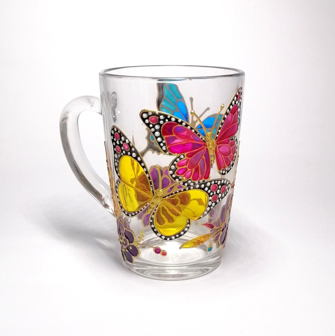 Butterfly Coffee Mug Personalised Monarch Mug Hand Painted Bridal Mug