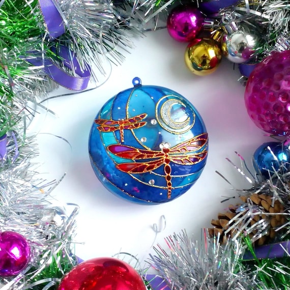 MYDply Dragonfly Blue Ornament Round Porcelain Christmas Great Gift Idea