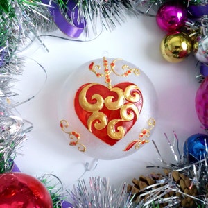 Heart Christmas ornaments handmade Hand painted Personalised Gift for beloved