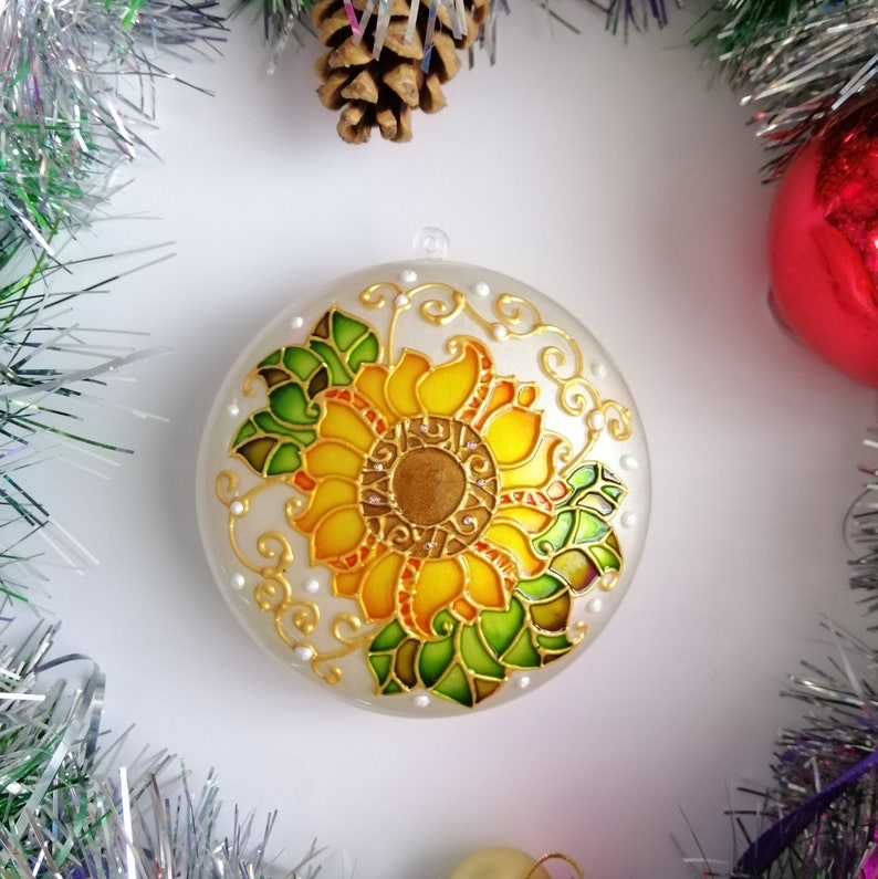 Sunflower Christmas Ornament Handmade Rustic Christmas Etsy
