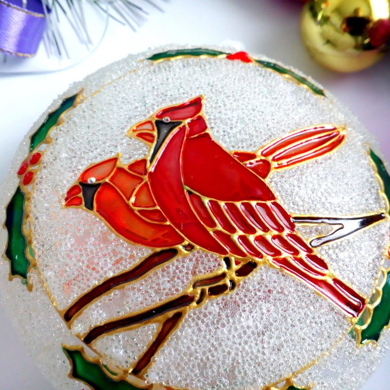 Red Cardinal christmas ornaments handmade Christmas gift